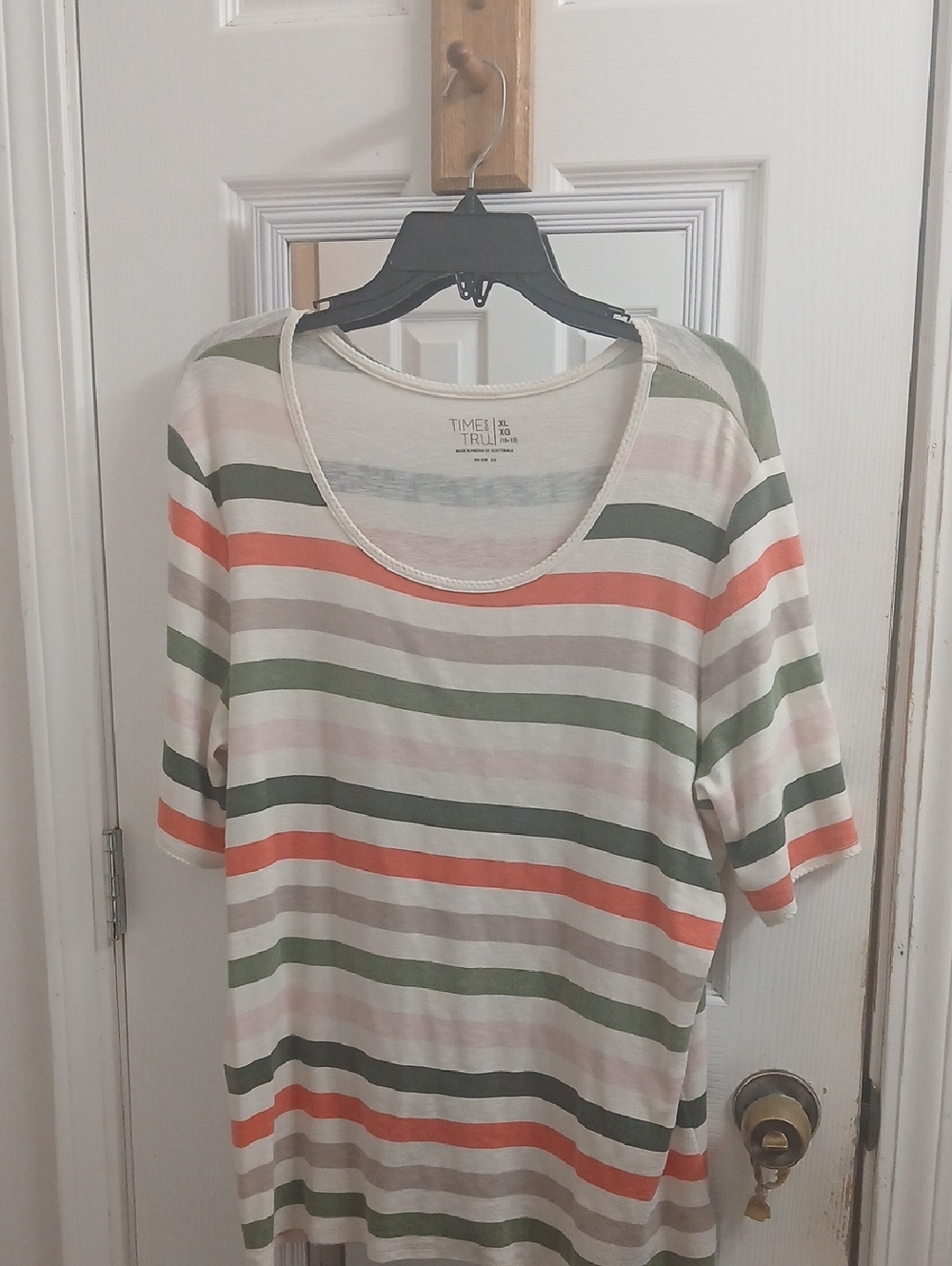 Time and Tru Striped Scoop Neck Top Size XL